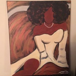 Brown/black girl angel canvas painting art 16x20